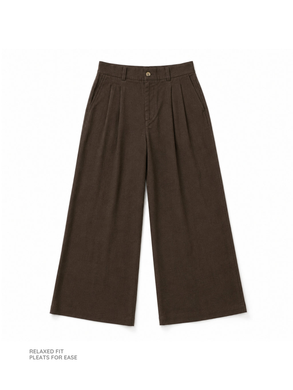 Coffee Brown Wide Pleated Pants