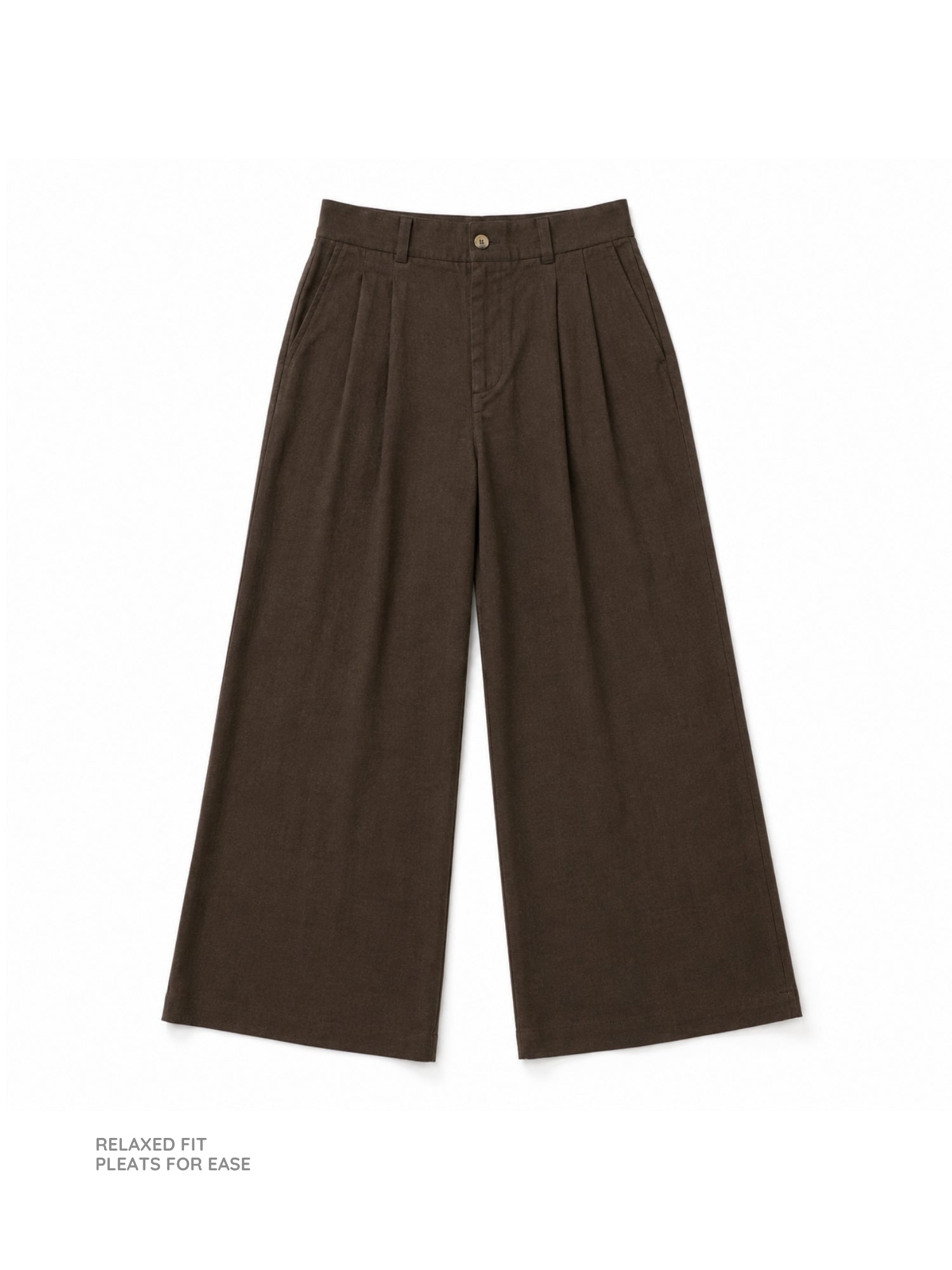 Coffee Brown Wide Pleated Pants