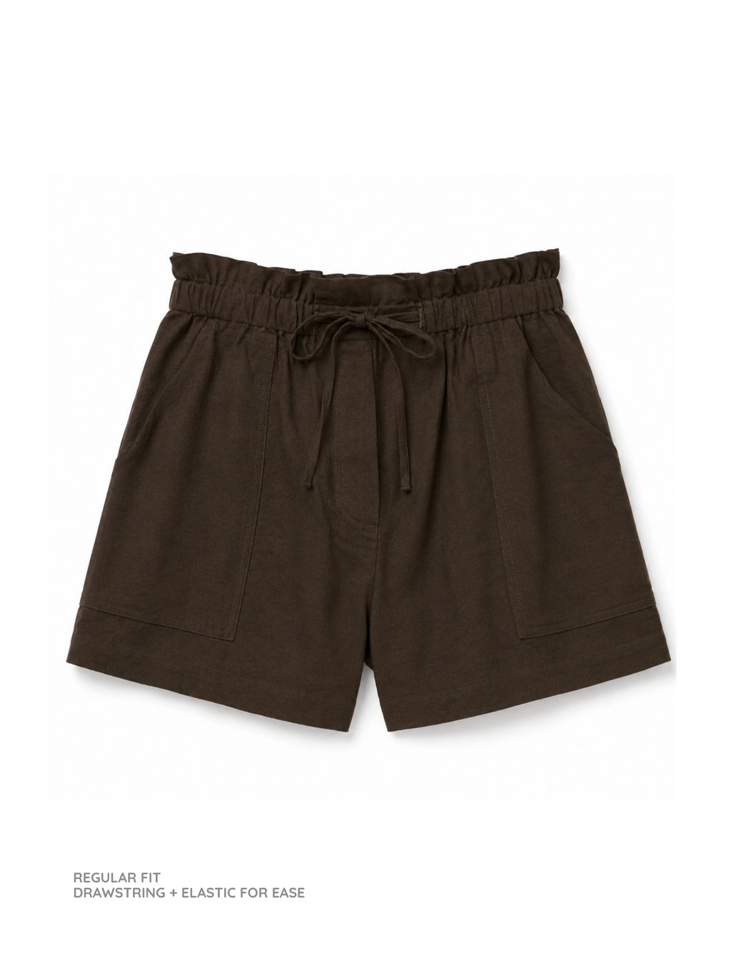 Coffee Brown Drawstring Linen Shorts