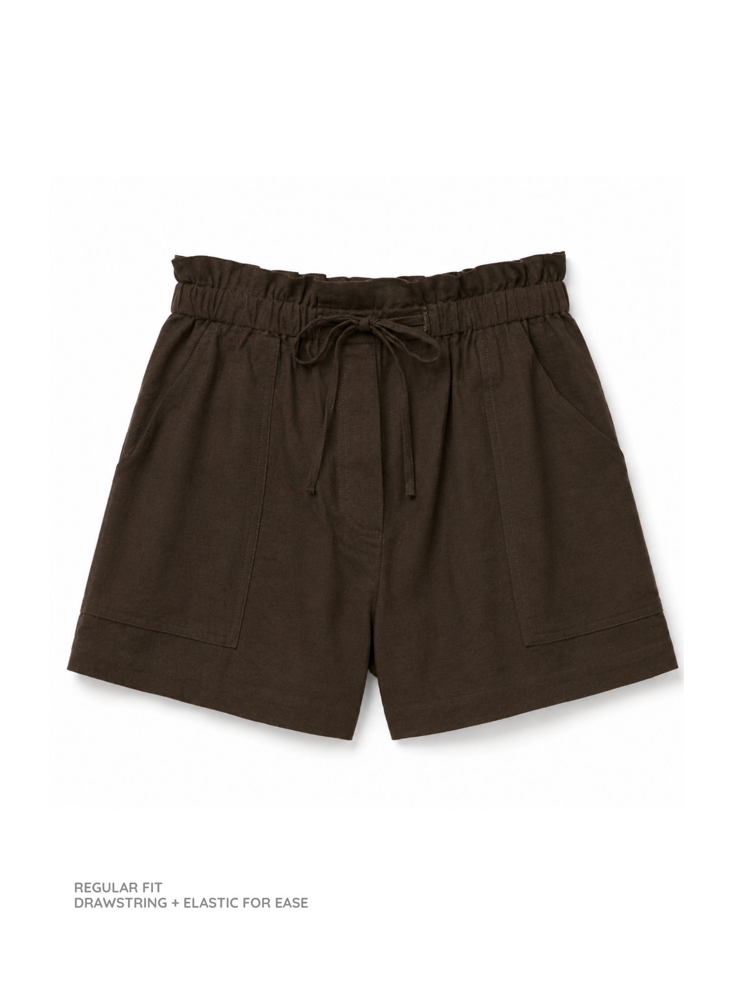 Coffee Brown Drawstring Linen Shorts
