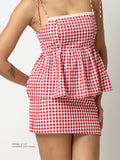 Red gingham A-line skirt