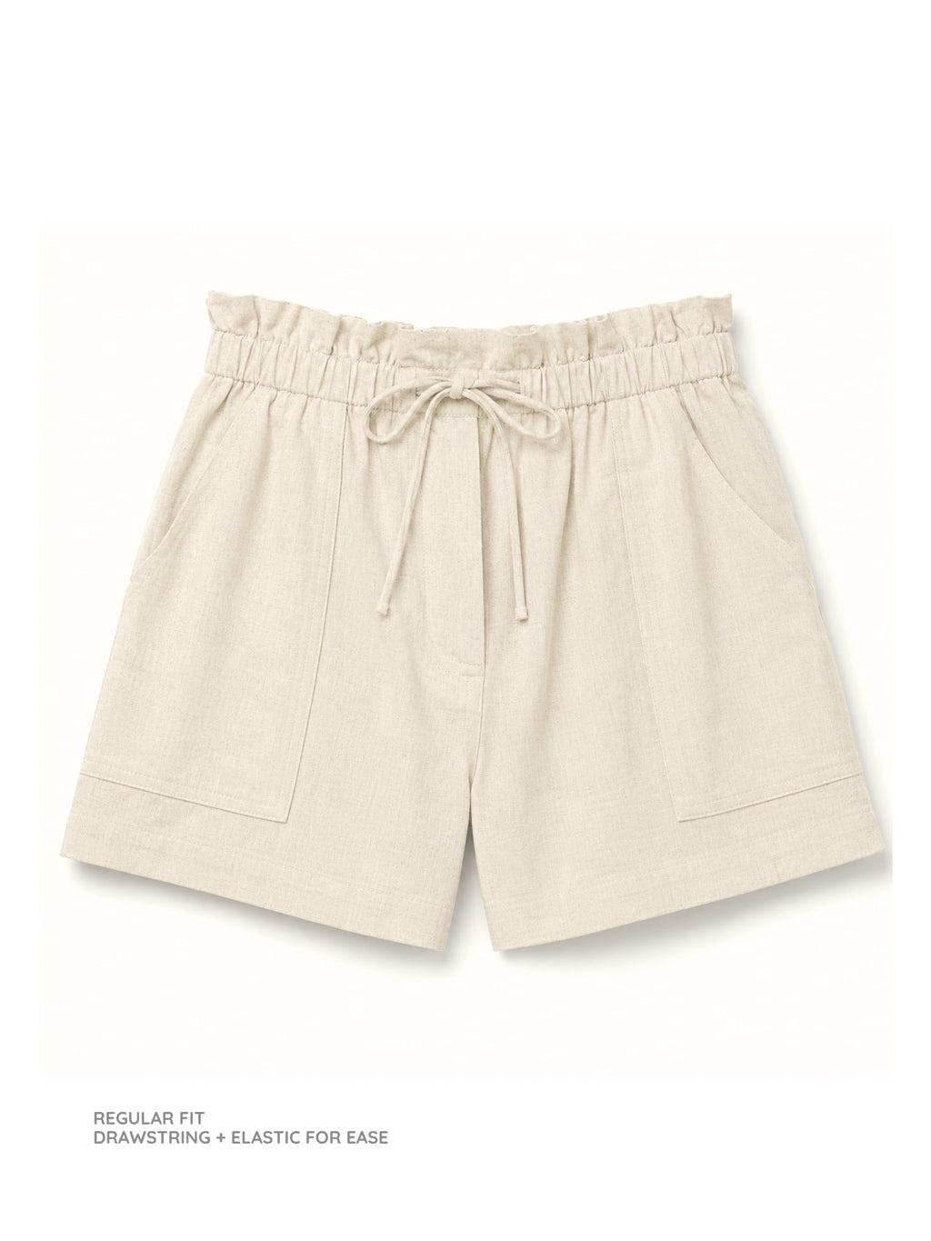 Cream Drawstring Linen Shorts