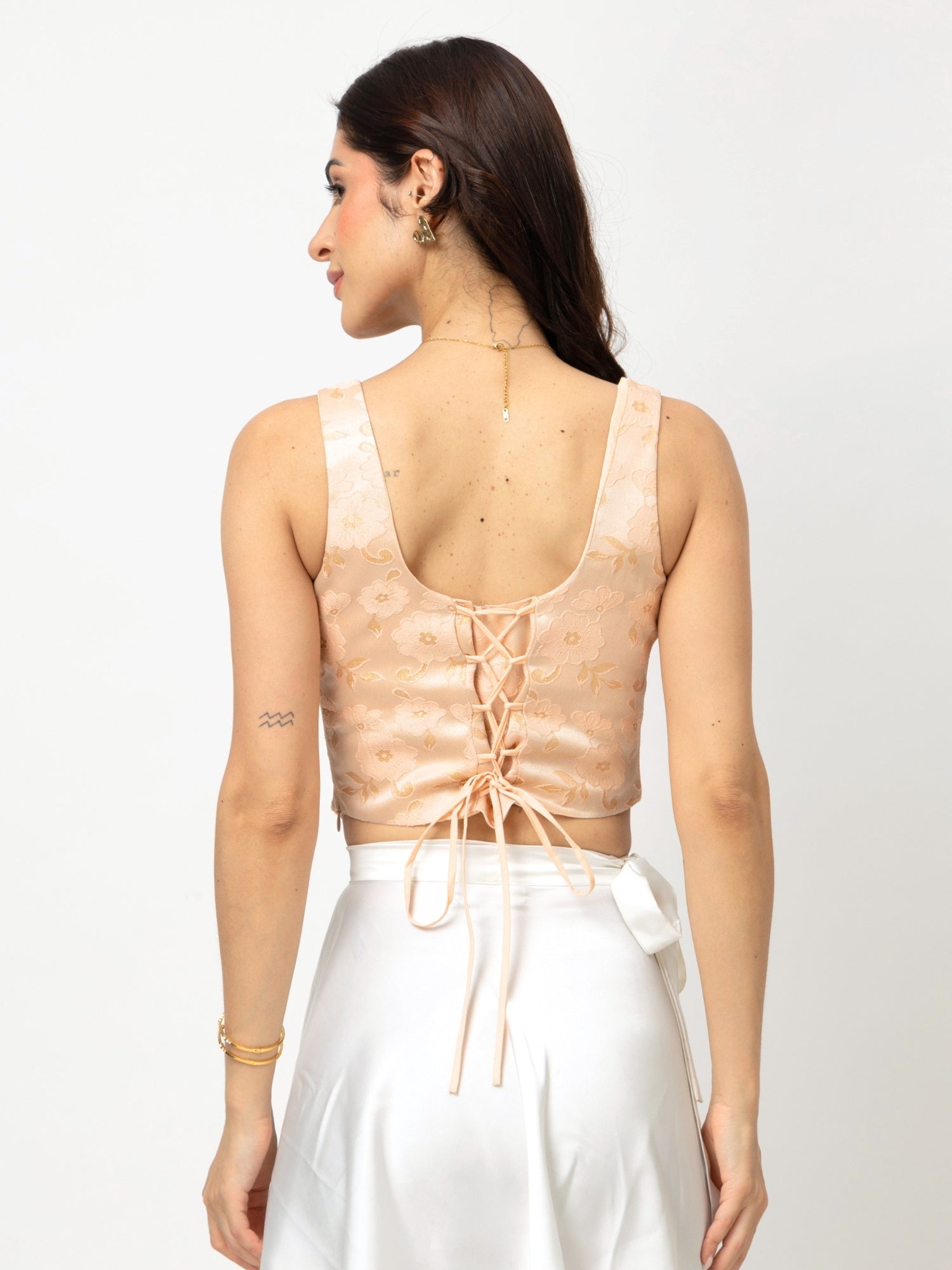 Peach Bloom Corset-back Top