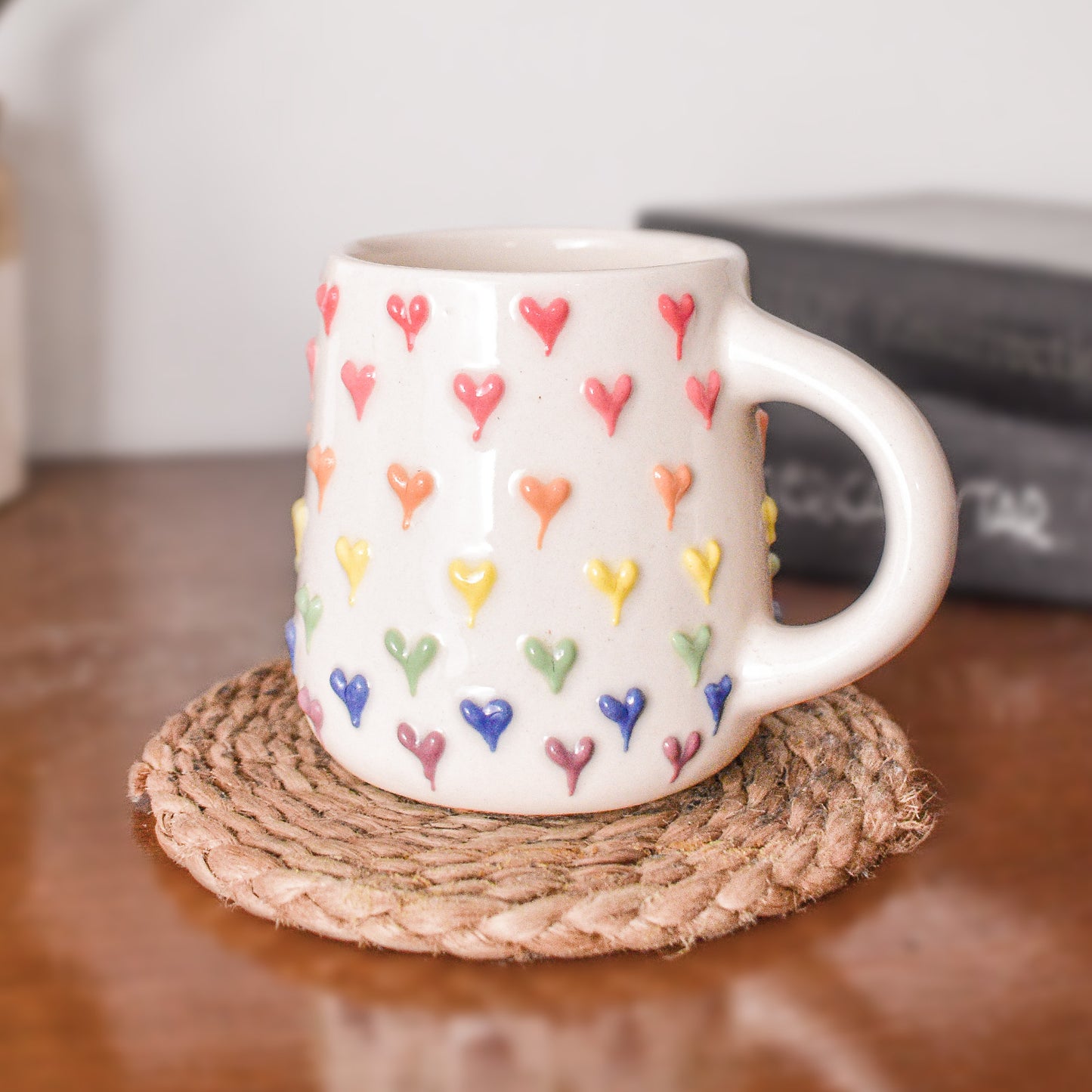 Handmade Ceramic Mug - Rainbow Heart