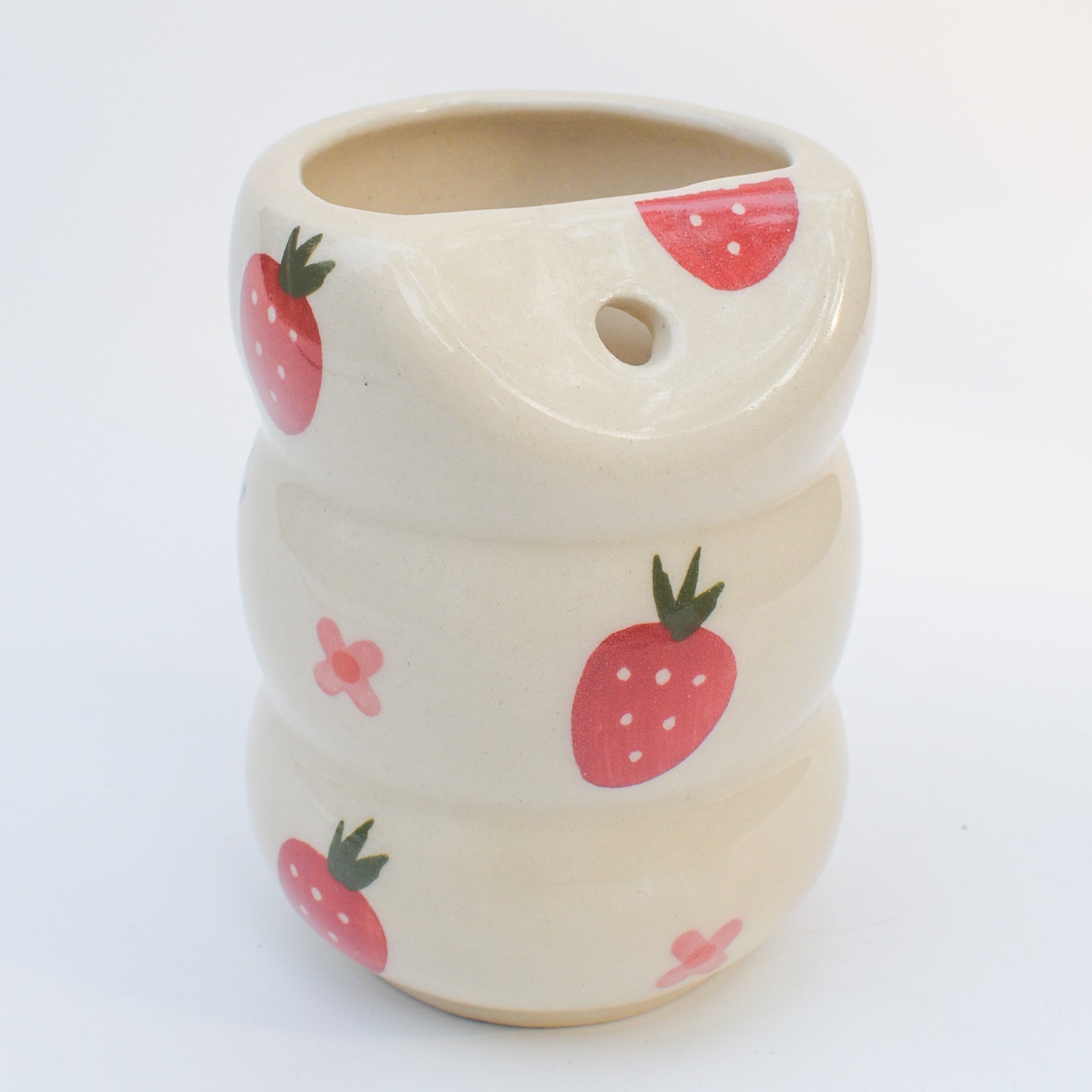 Ceramic Sip Tumbler - Strawberry flower