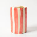 Ceramic Sip Tumbler - Red Striped Bow
