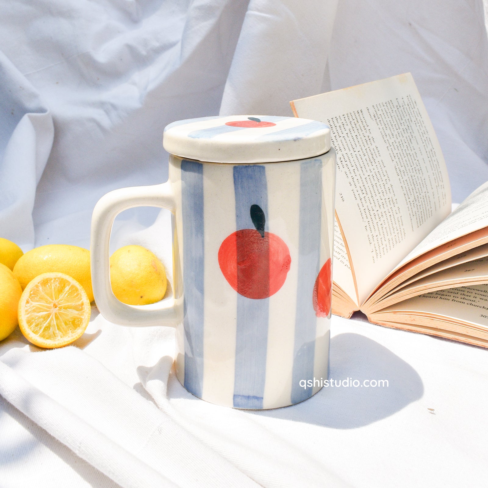 Orange Stripe Mug With Lid