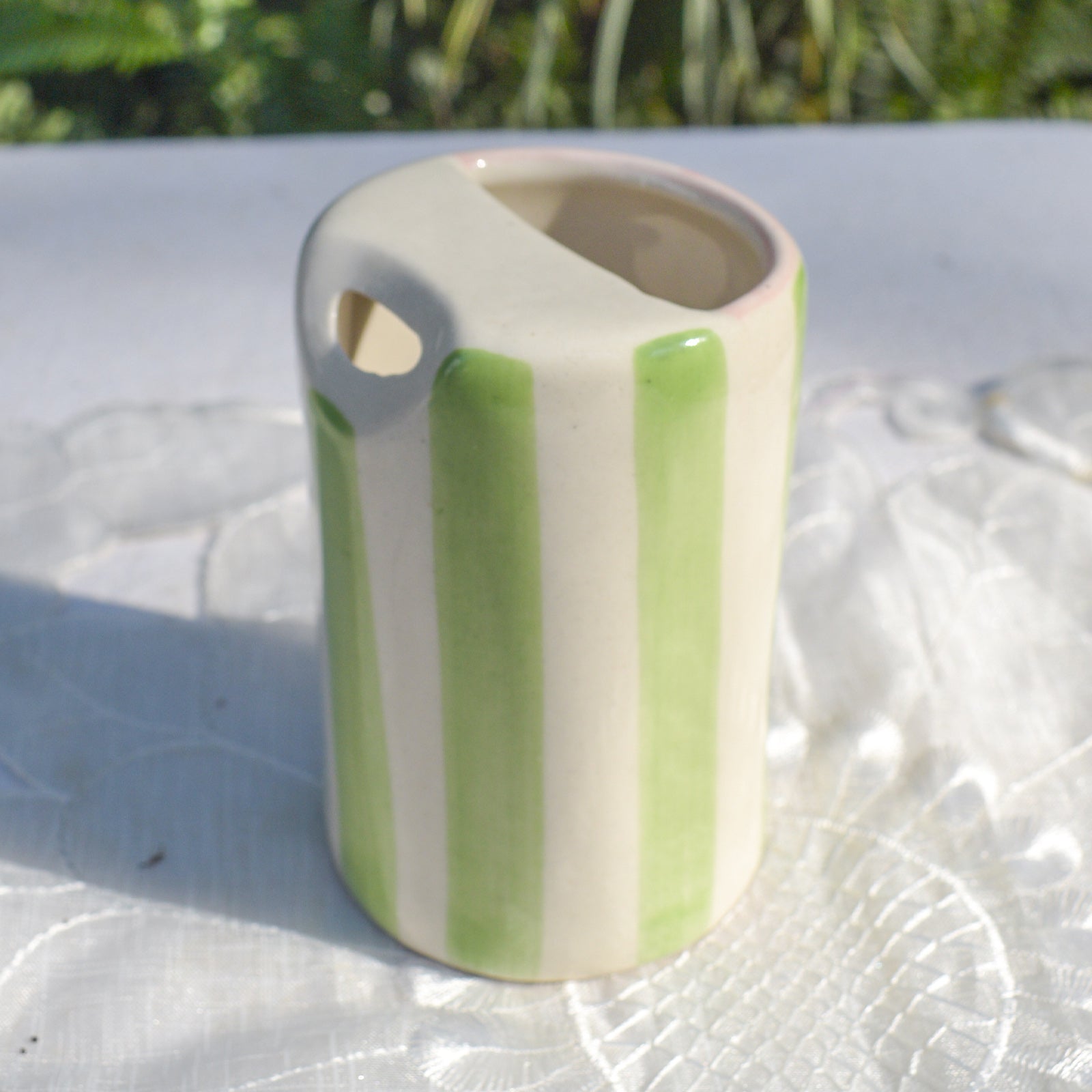 Ceramic Sip Tumbler - Green Stripe