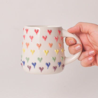 Handmade Ceramic Mug - Rainbow Heart