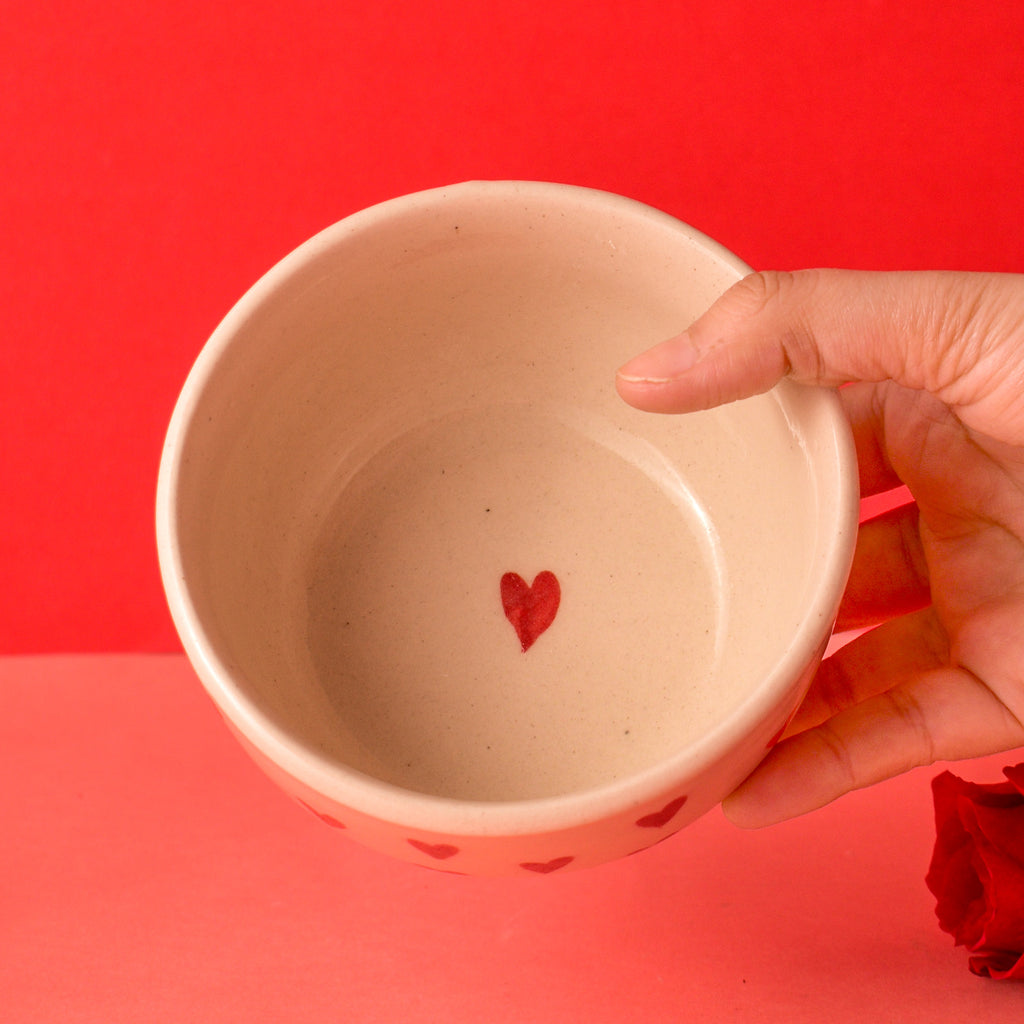 Cute Handmade Bowl - Love Hearts