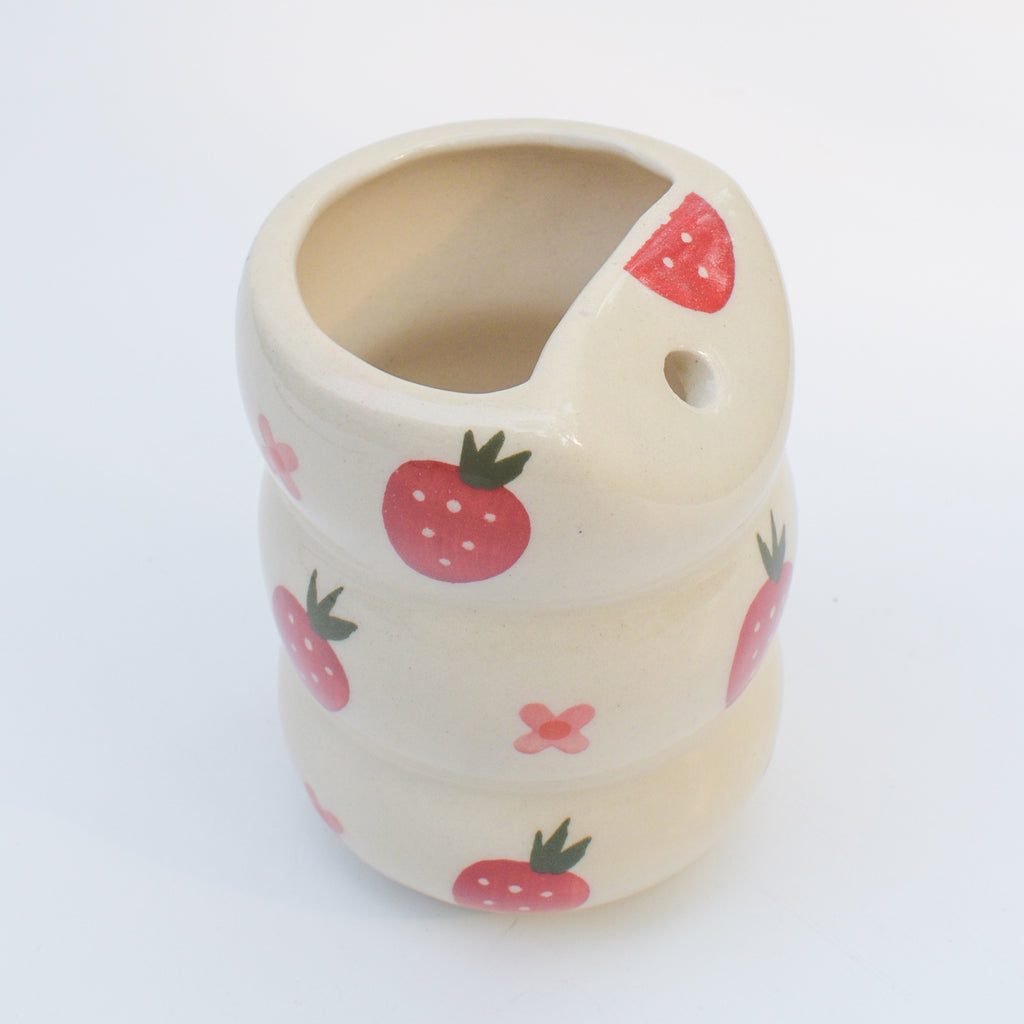 Ceramic Sip Tumbler - Strawberry flower