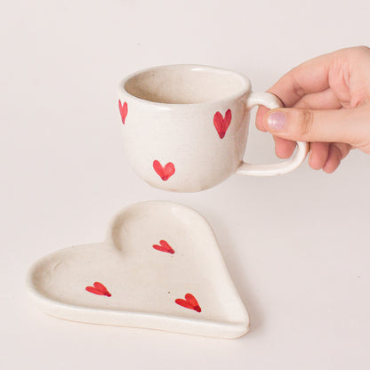 Handmade Ceramic mug & Coaster Set - Love