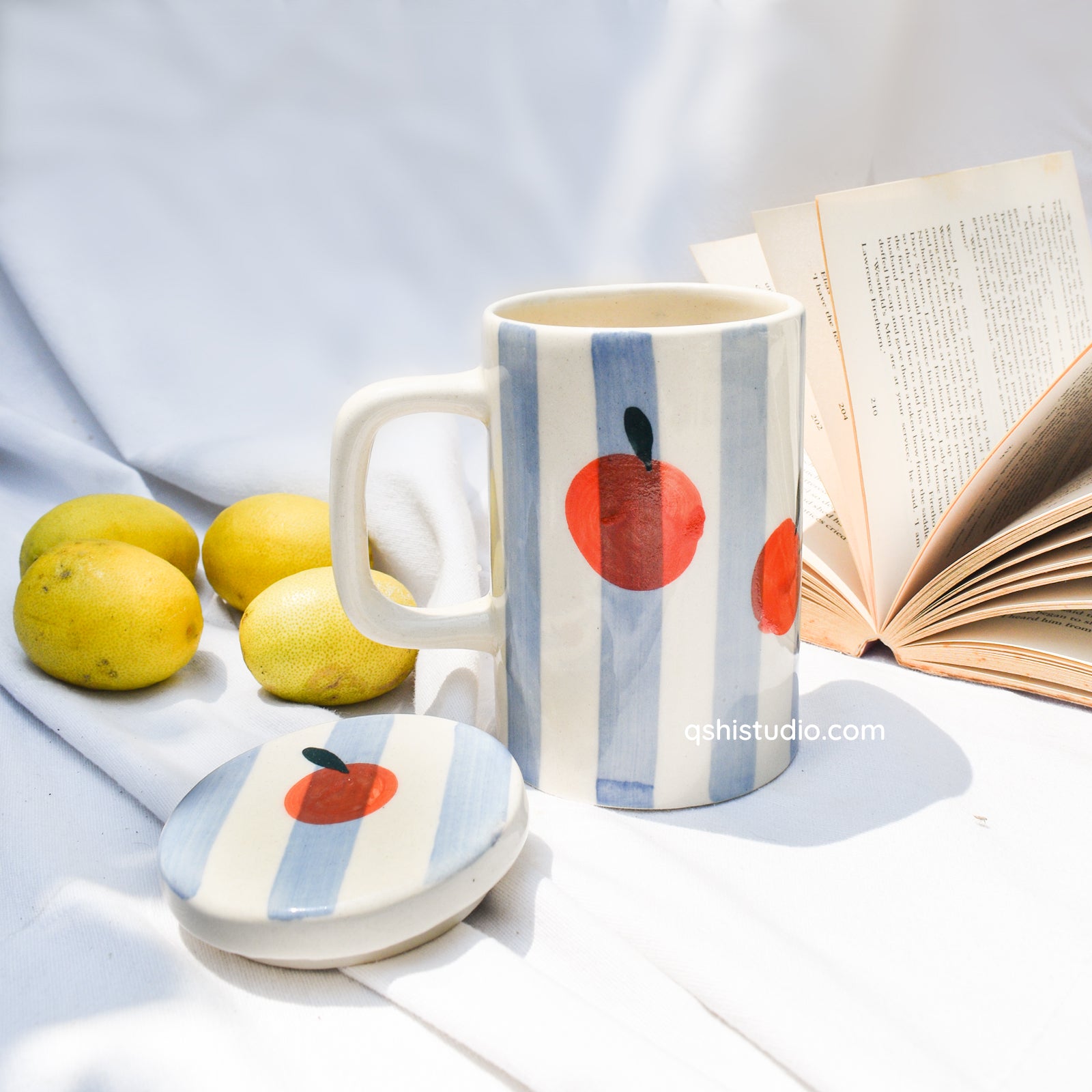 Orange Stripe Mug With Lid