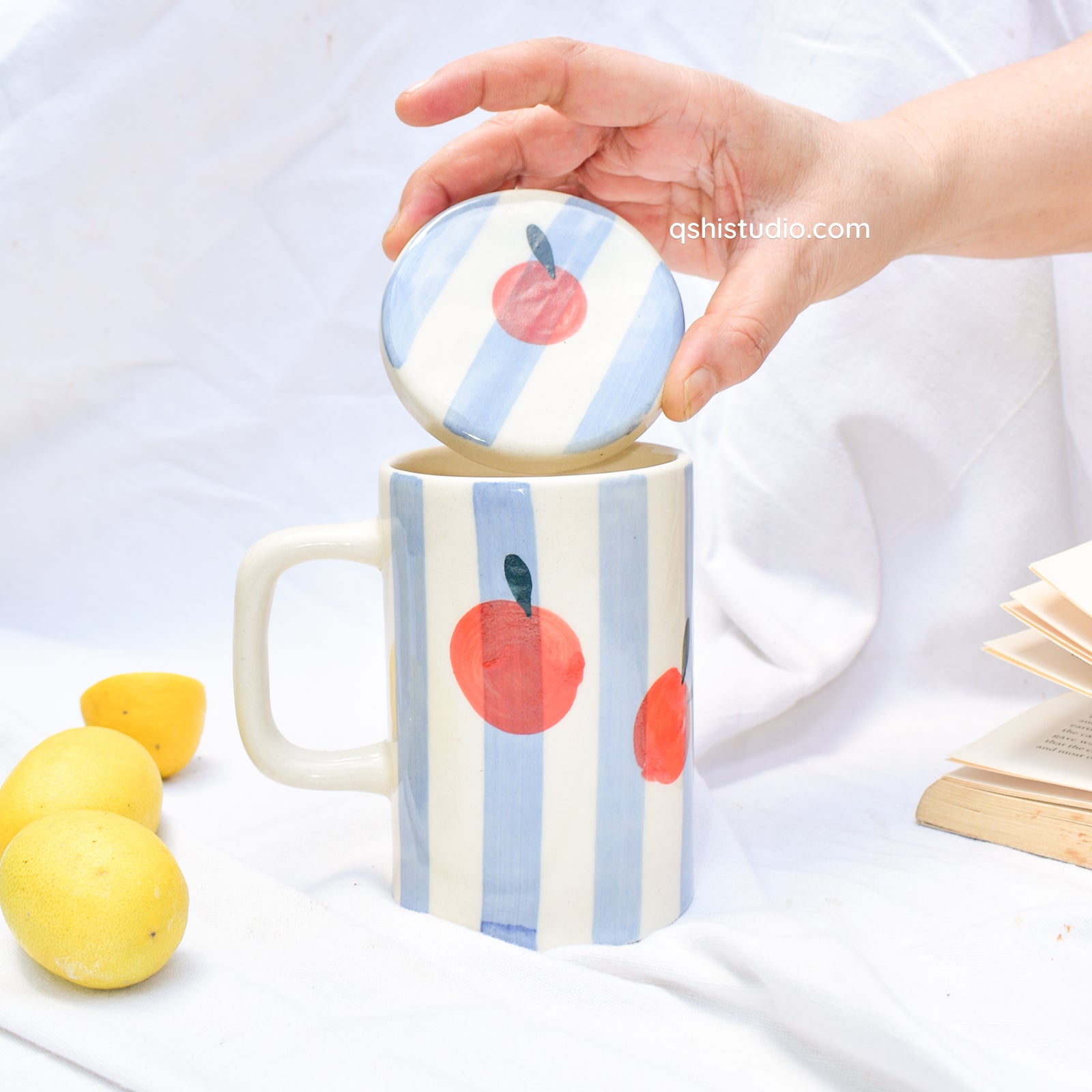 Orange Stripe Mug With Lid