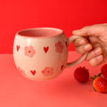 Cute Coffee mug - Pink Heart Flowers