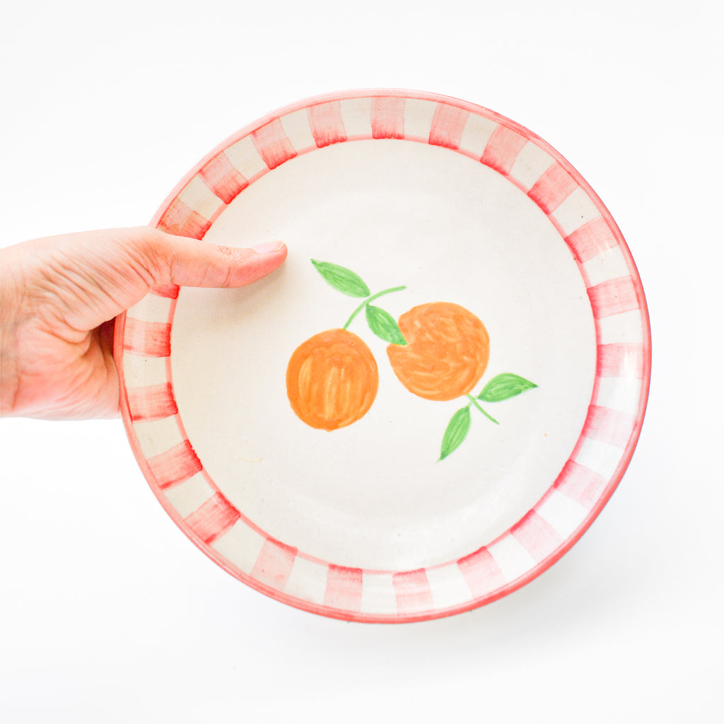 Cute Dessert Plate -  Orange Stripes