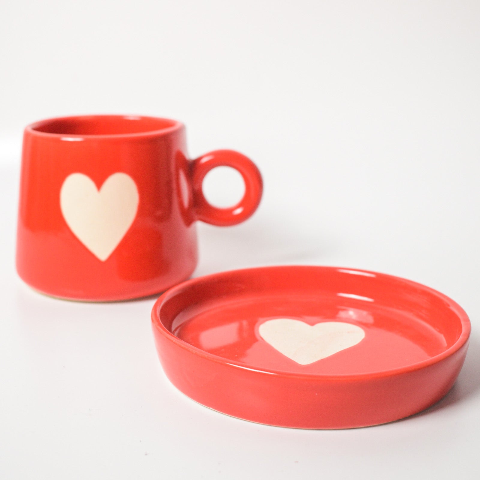 Coffee Cup & Coaster Set - Big Red Heart