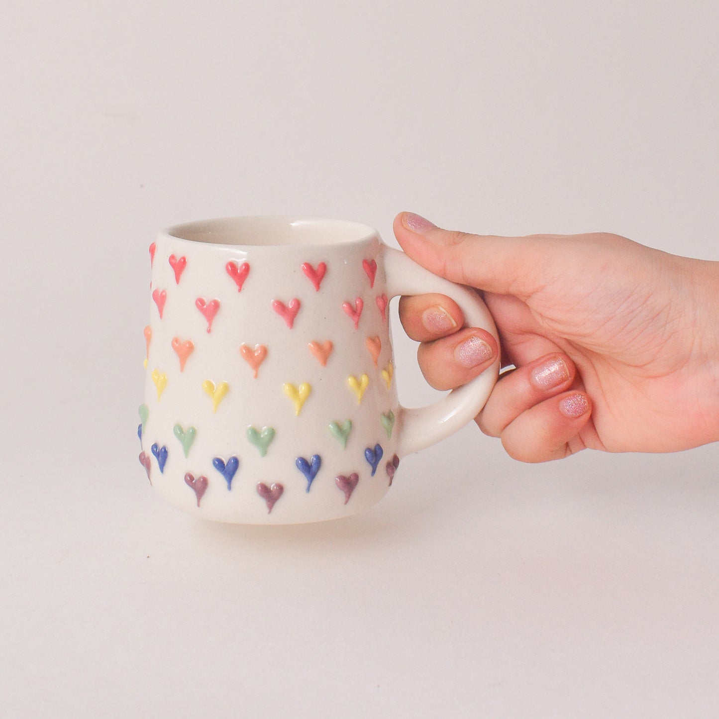 Handmade Ceramic Mug - Rainbow Heart