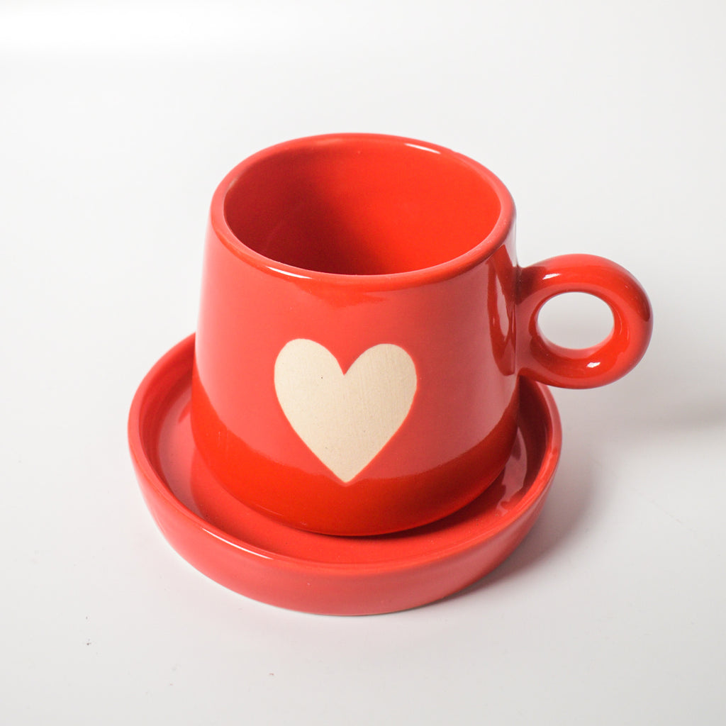Coffee Cup & Coaster Set - Big Red Heart