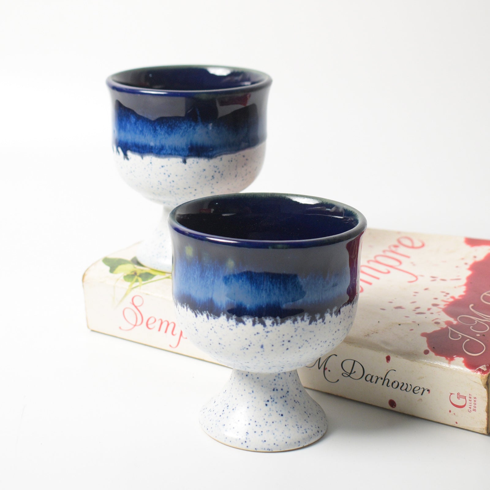 Ceramic Dessert Holder - Blue Sprinkles (Set of 2)