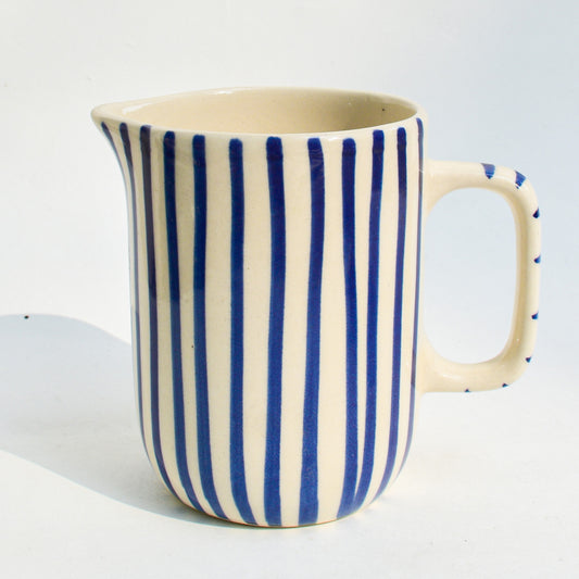 Ceramic Pitcher Jug - Blue Stripe