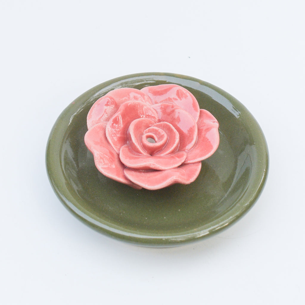 Red Rose Bush Dots & Incense Stand Gift Set