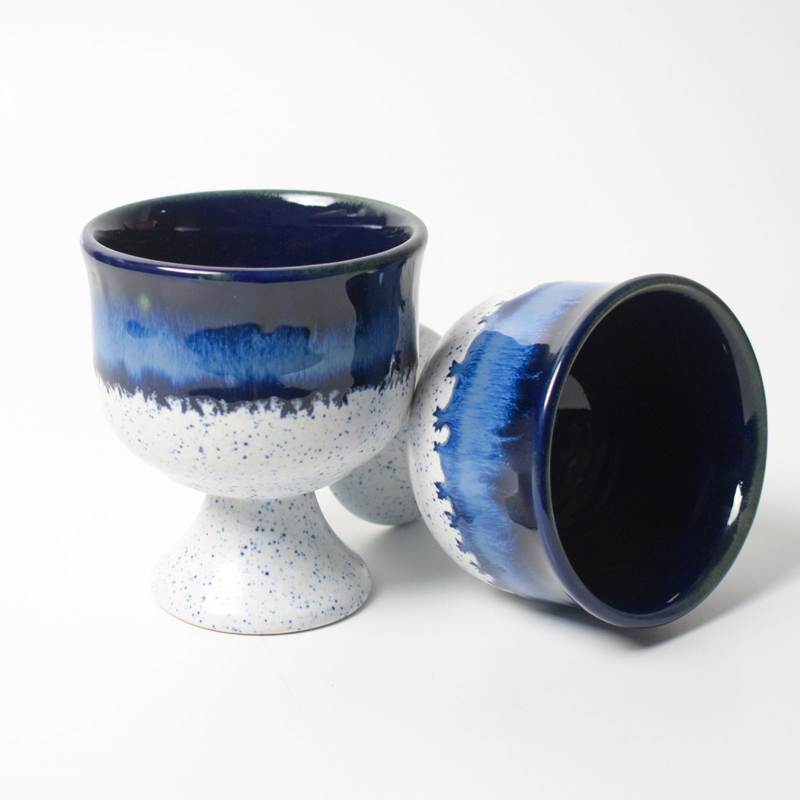 Ceramic Dessert Holder - Blue Sprinkles (Set of 2)