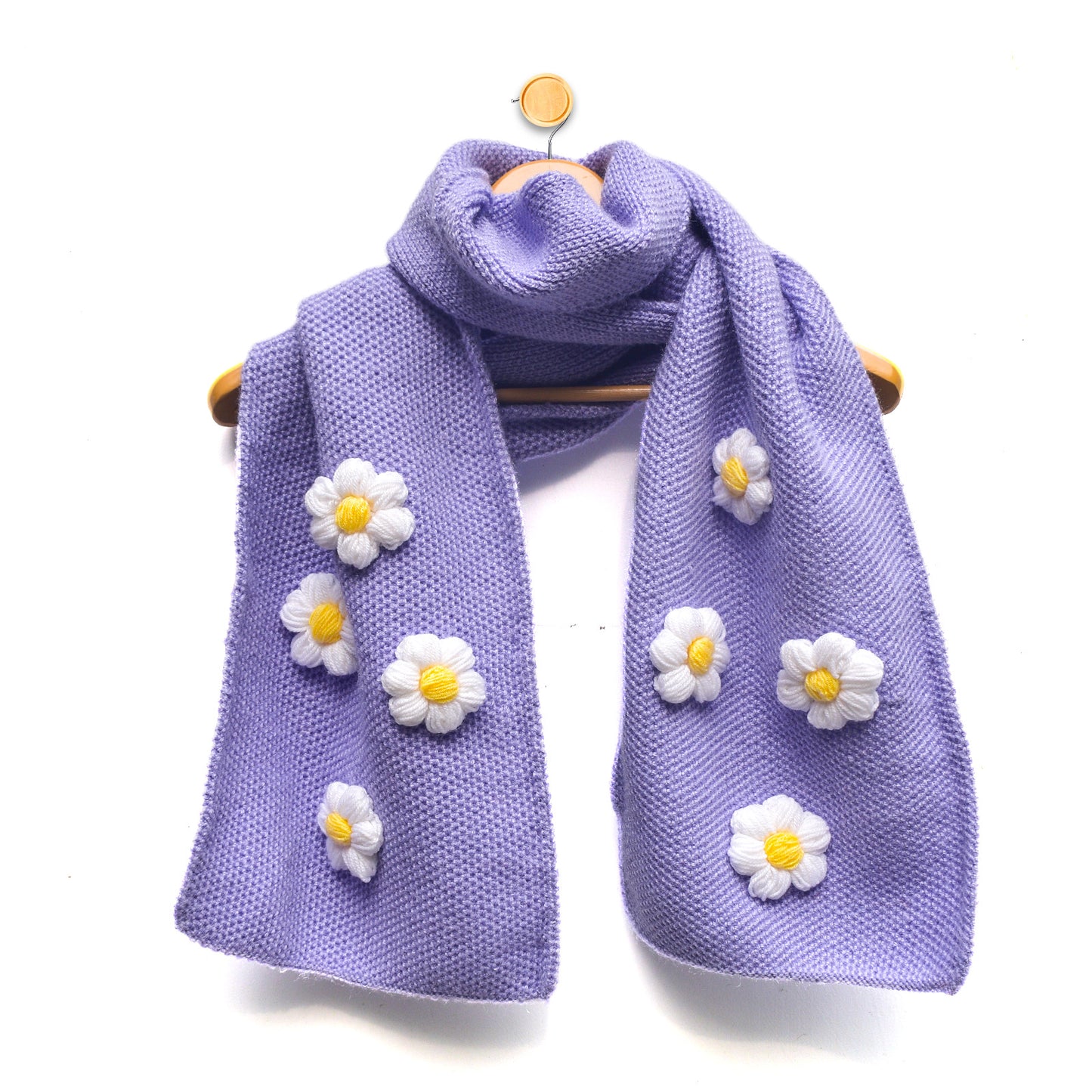 Floral Knit Scarf for Women - Lavender