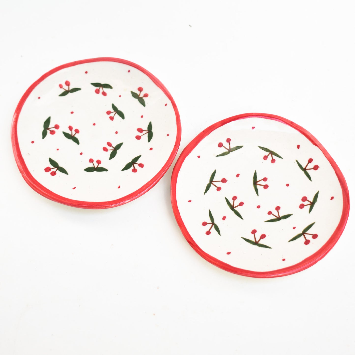 Stylish Handmade Ceramic Coaster - Cherry Design