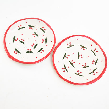 Stylish Handmade Ceramic Coaster - Cherry Design