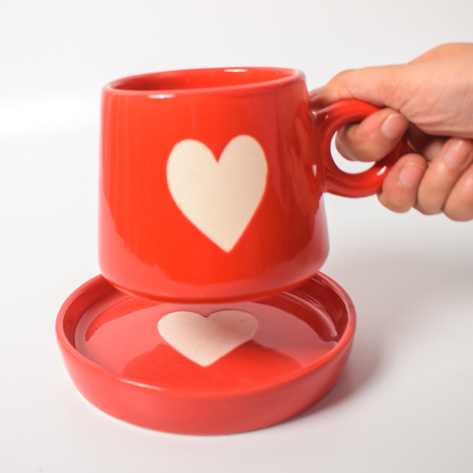 Coffee Cup & Coaster Set - Big Red Heart