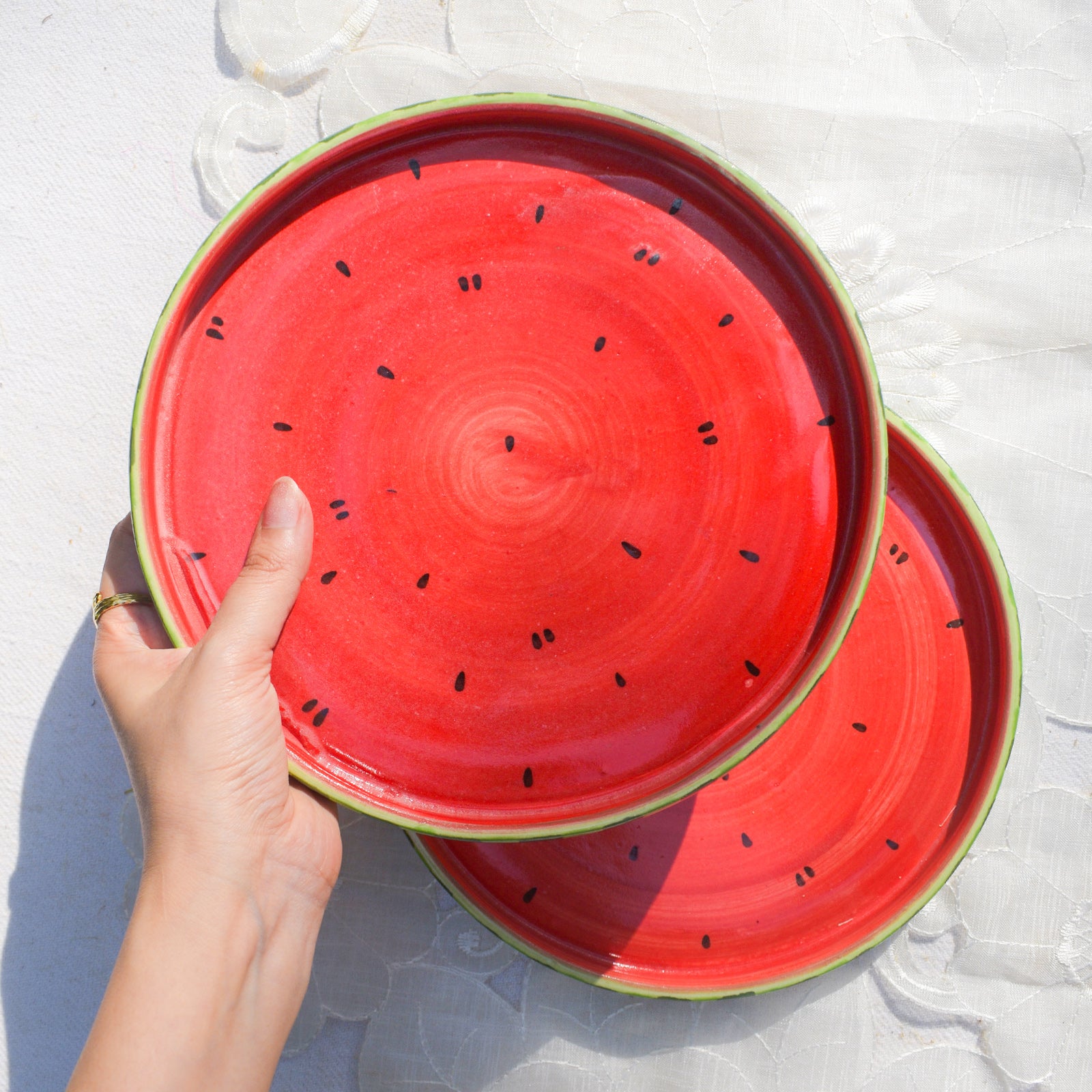 Ceramic Serving Plate - Watermelon (8 Inches)