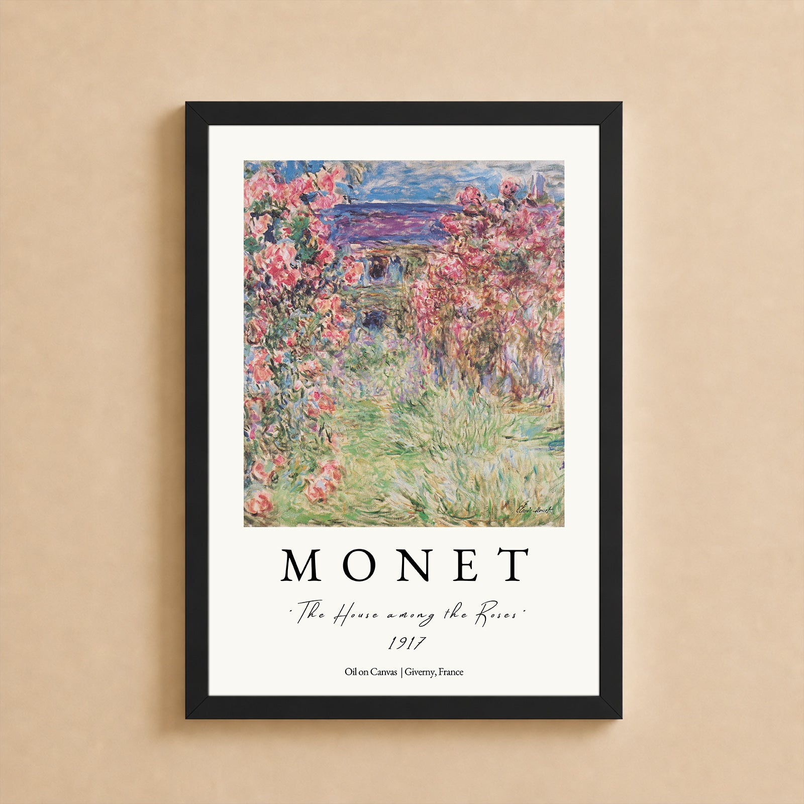 Wall Art Poster - Monet, House Amongst the roses