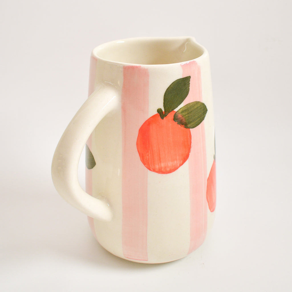 Ceramic Jug - Orange Pink Stripes