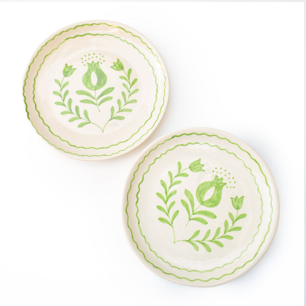 Cute Dessert Plate -  Anar Bloom (Green)