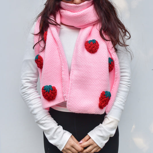 Women’s Oversized Scarf - Pink Strawberry