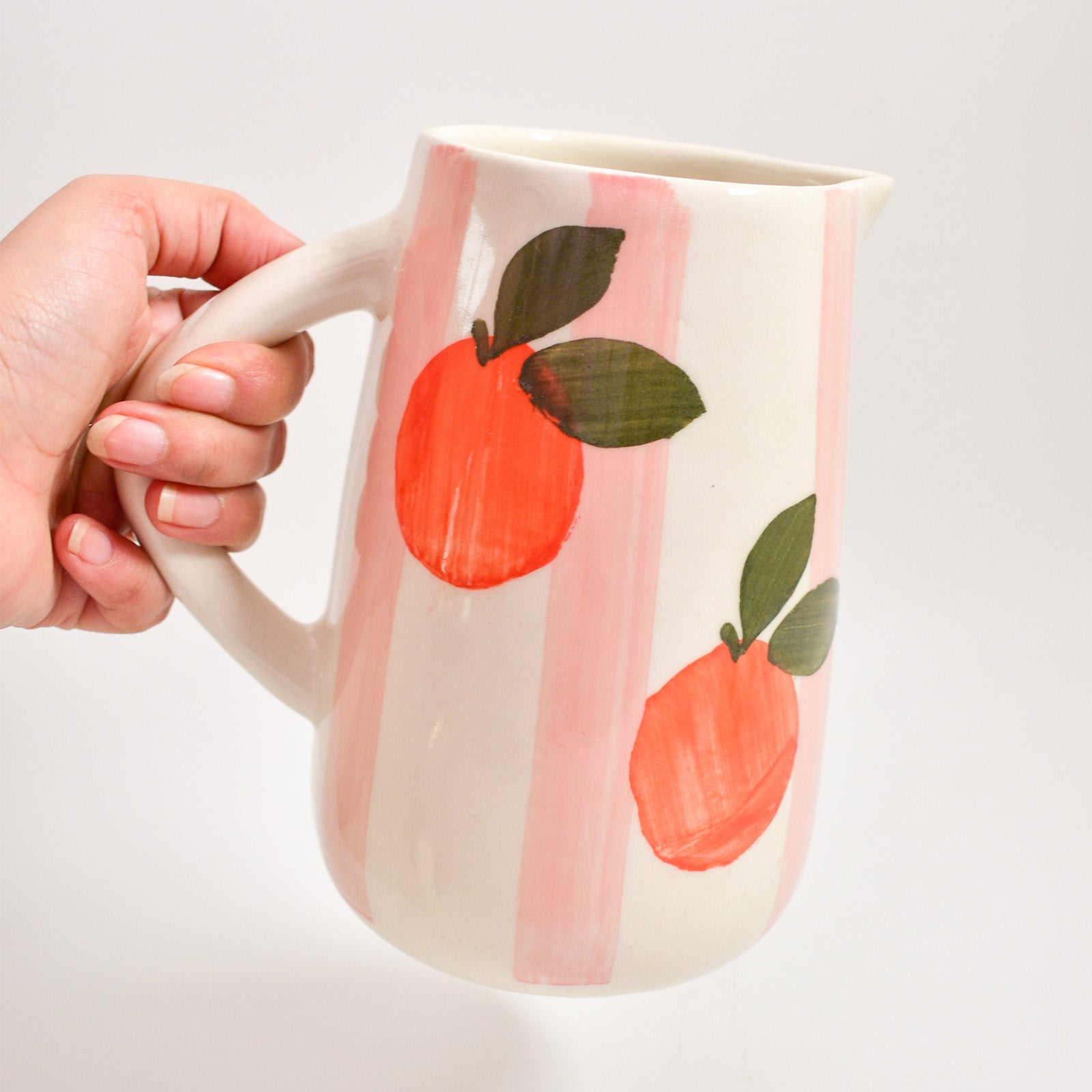 Ceramic Jug - Orange Pink Stripes