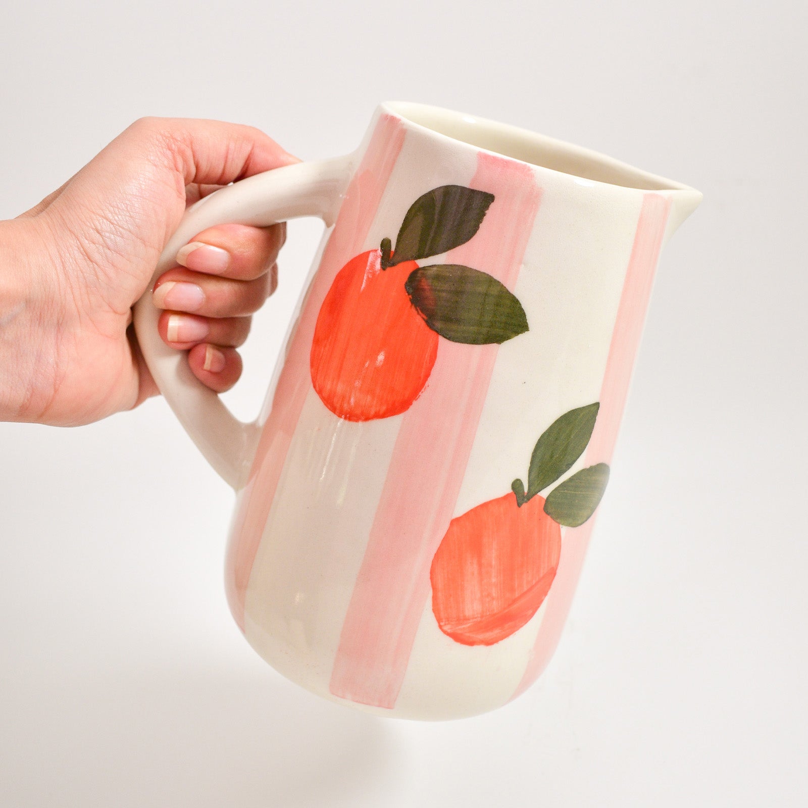 Ceramic Jug - Orange Pink Stripes