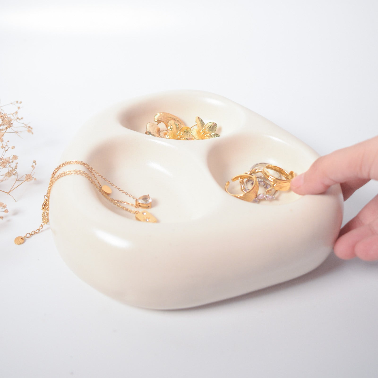 Chunky Trinket Jewellery Tray - White