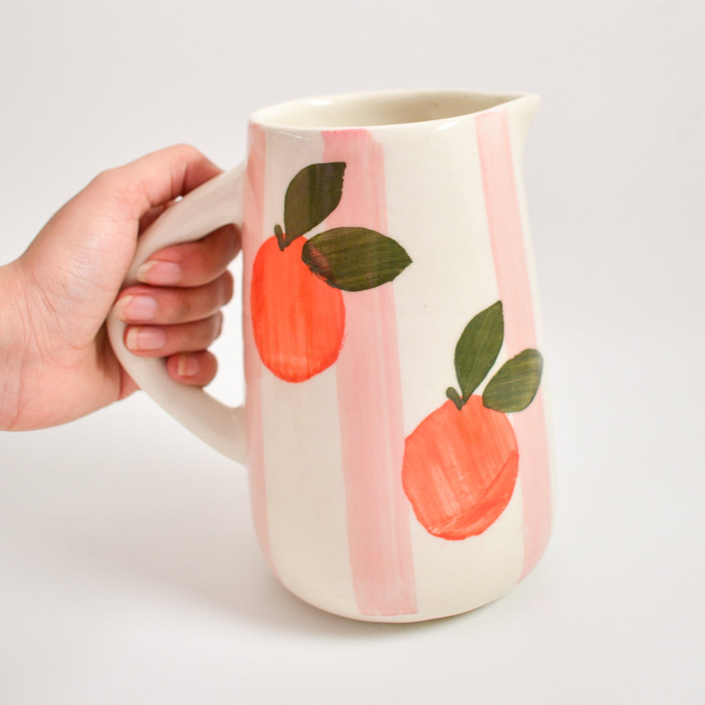 Ceramic Jug - Orange Pink Stripes