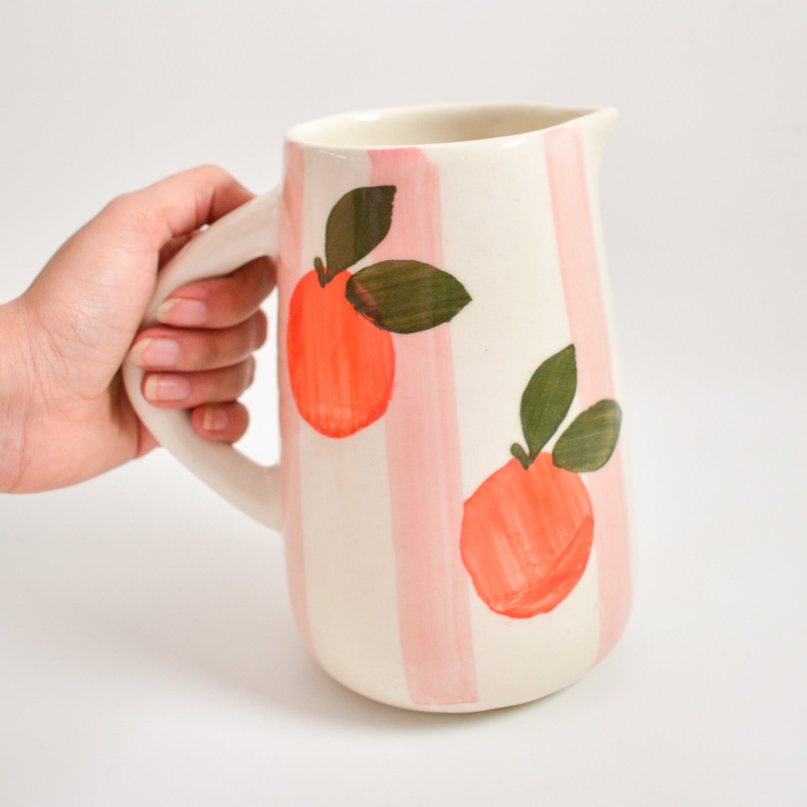 Ceramic Jug - Orange Pink Stripes
