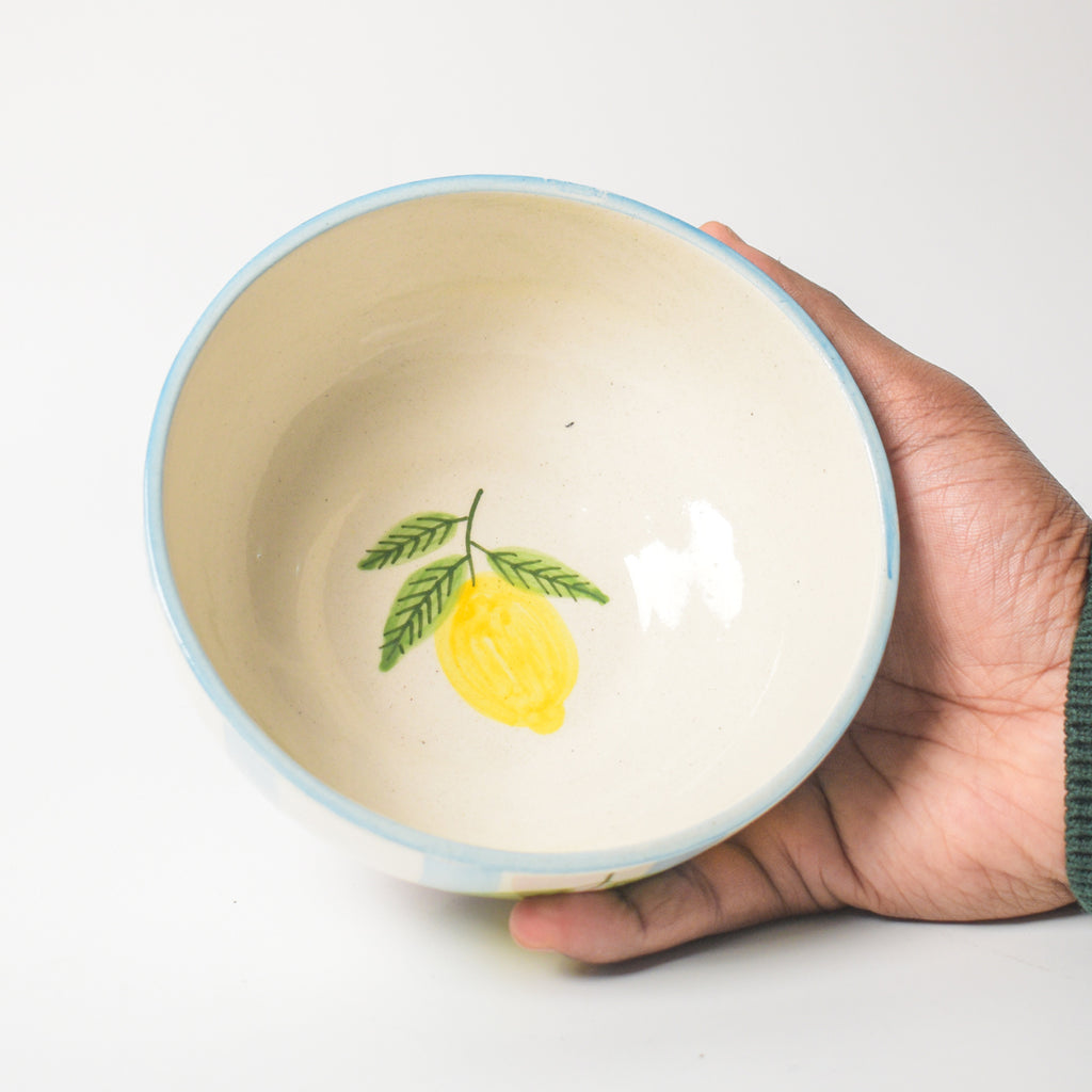 Snack Bowl - Blue Lemon Stripe (5 inch)