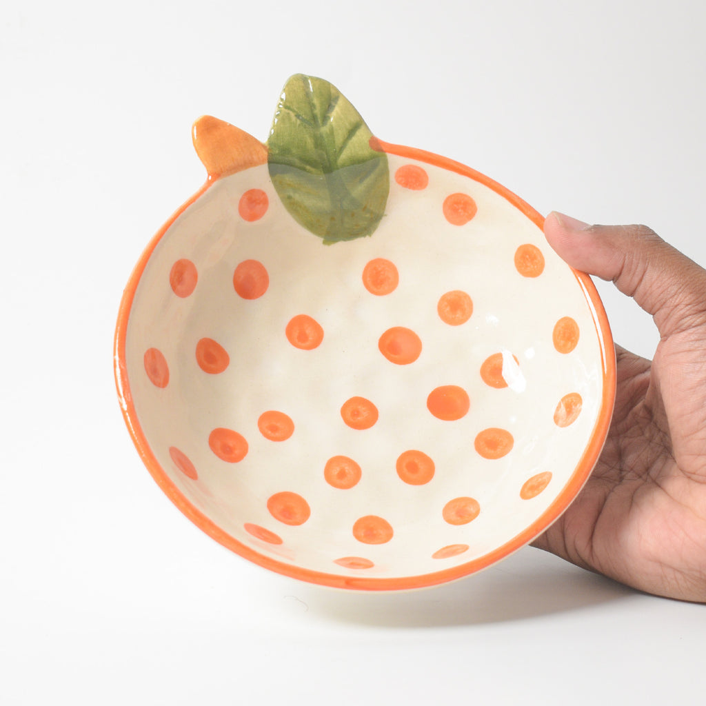 Adorable Handmade Bowl - Orange Polka