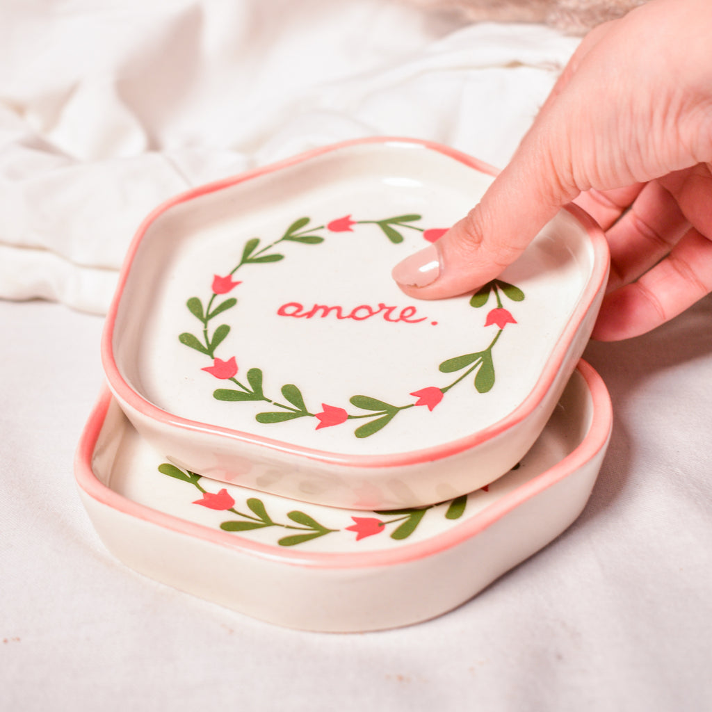 Ceramic Coaster/Trinket Tray - Amore