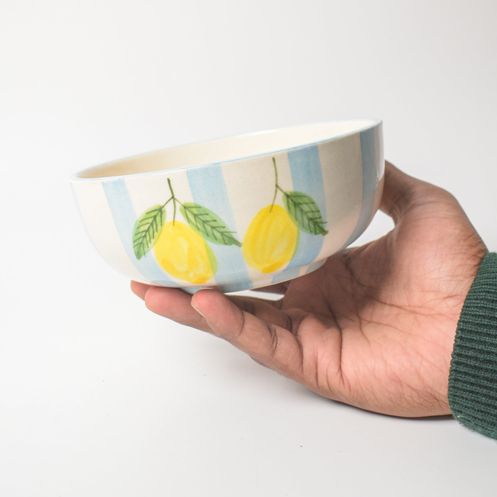 Snack Bowl - Blue Lemon Stripe (5 inch)