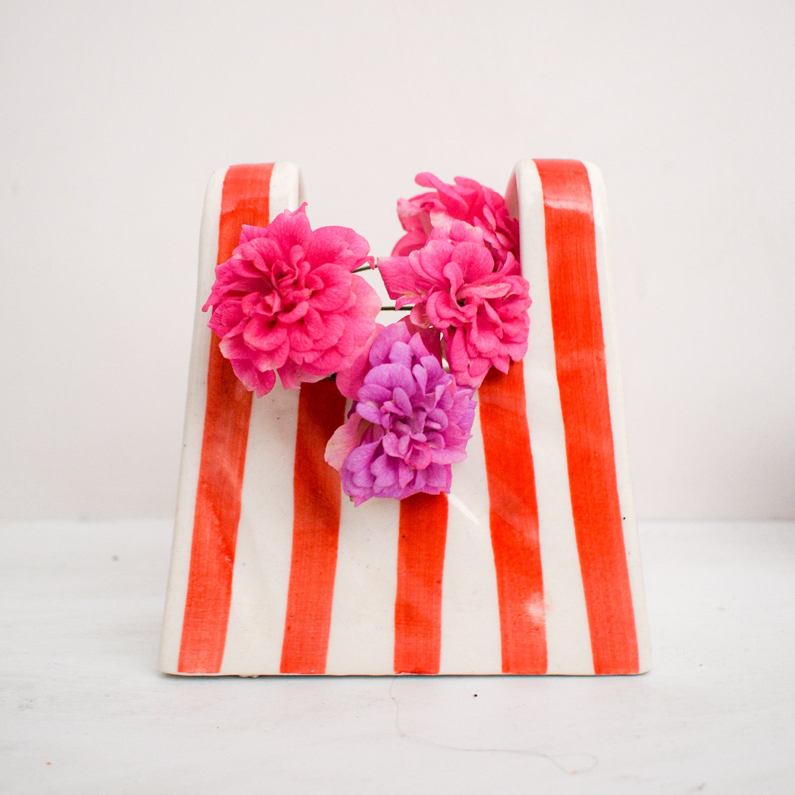 Small Bag Ceramic Vase - Red Stripe