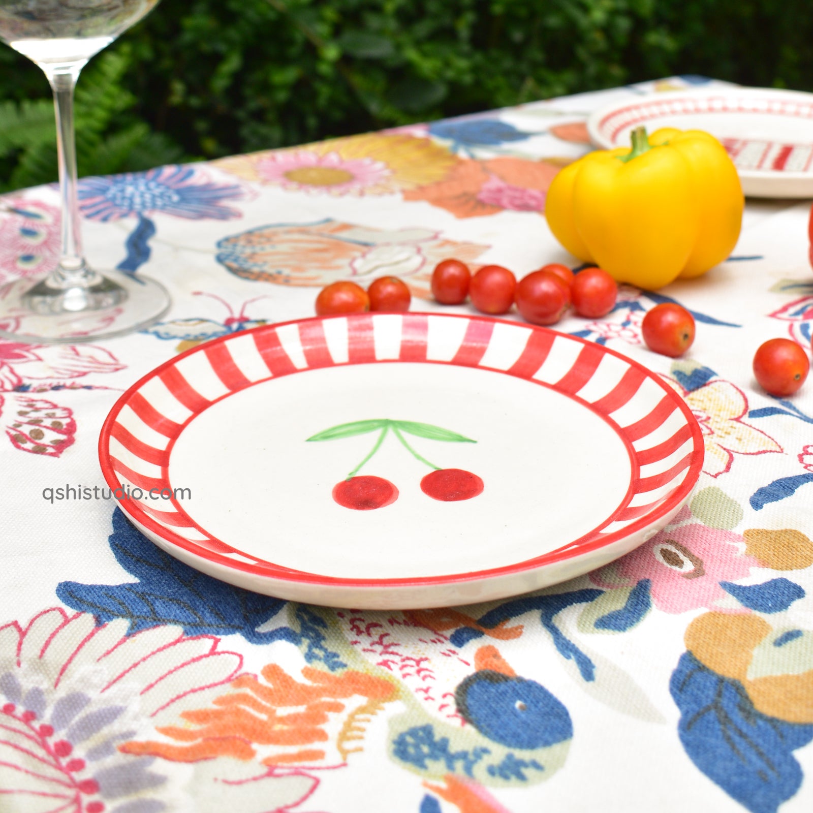 Cute Dessert Plate -  Red Cherry (7 inches)