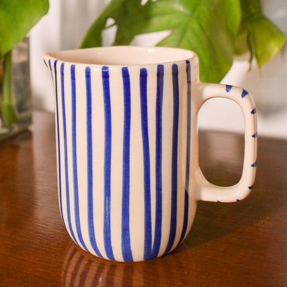 Ceramic Pitcher Jug - Blue Stripe