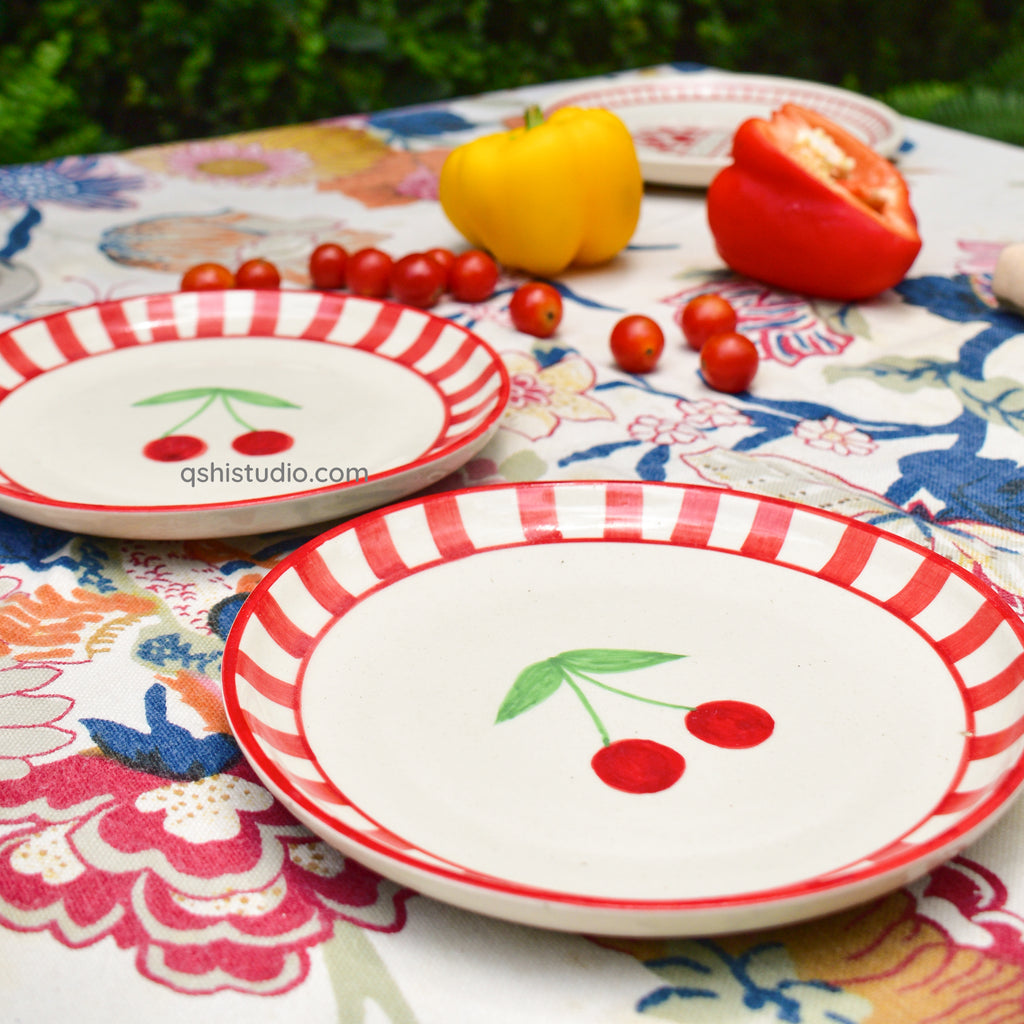 Cute Dessert Plate -  Red Cherry (7 inches)