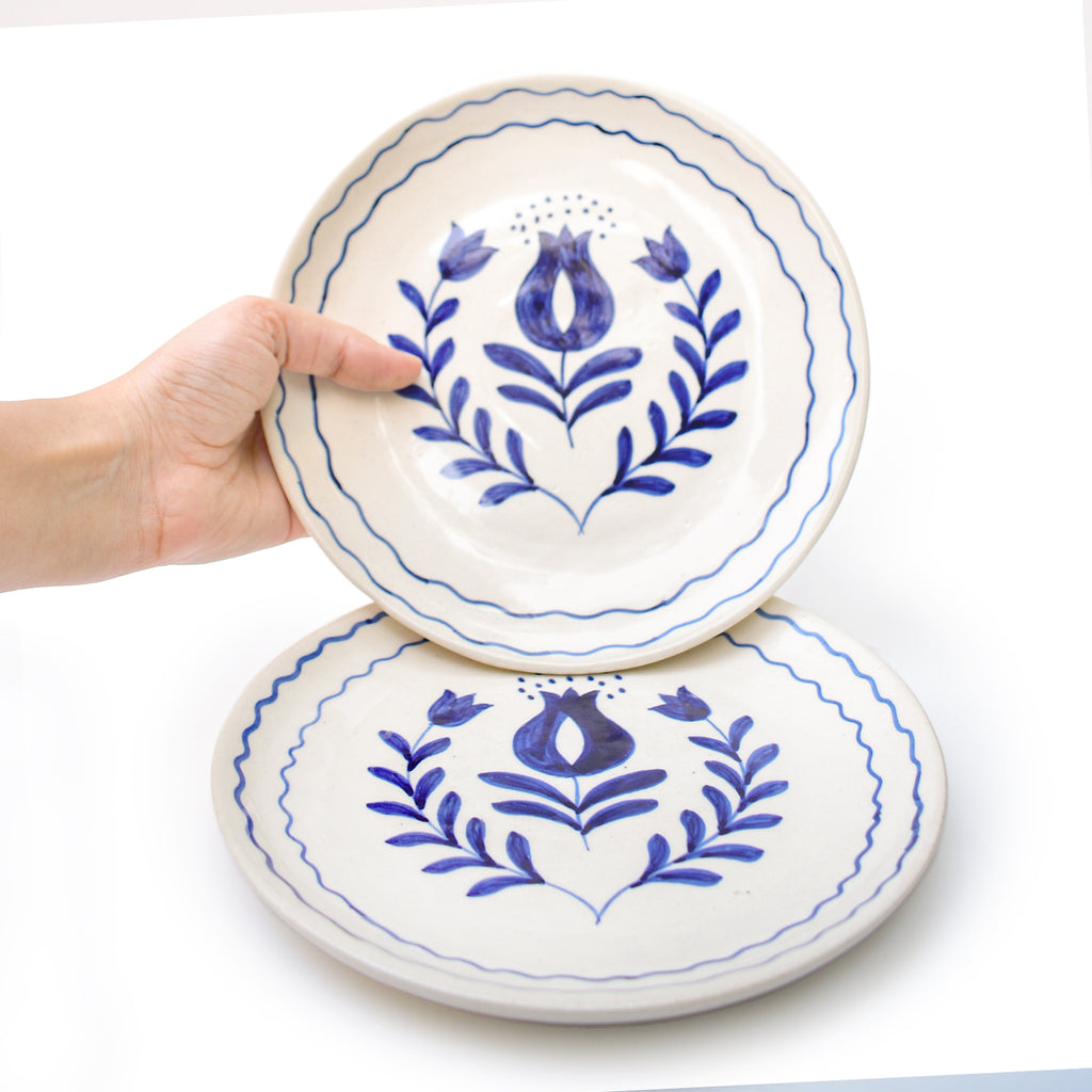 Cute Dessert Plate -  Anar Bloom (Blue)